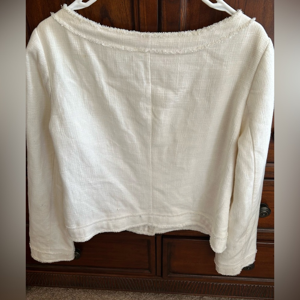 Lilly Pulitzer Cream Millie Linen Blend Jacket with Gold Buttons, Size Large - Picture 6 of 15